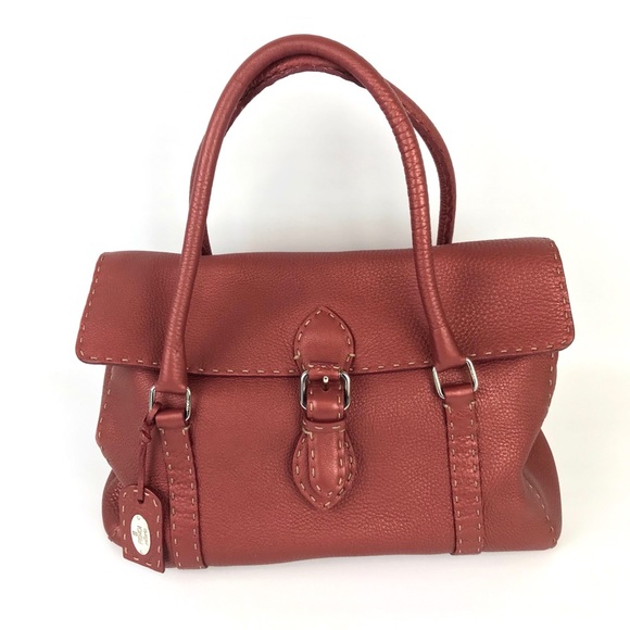 Fendi Handbags - {Fendi} Selleria Linda Bordeaux Leather Satchel